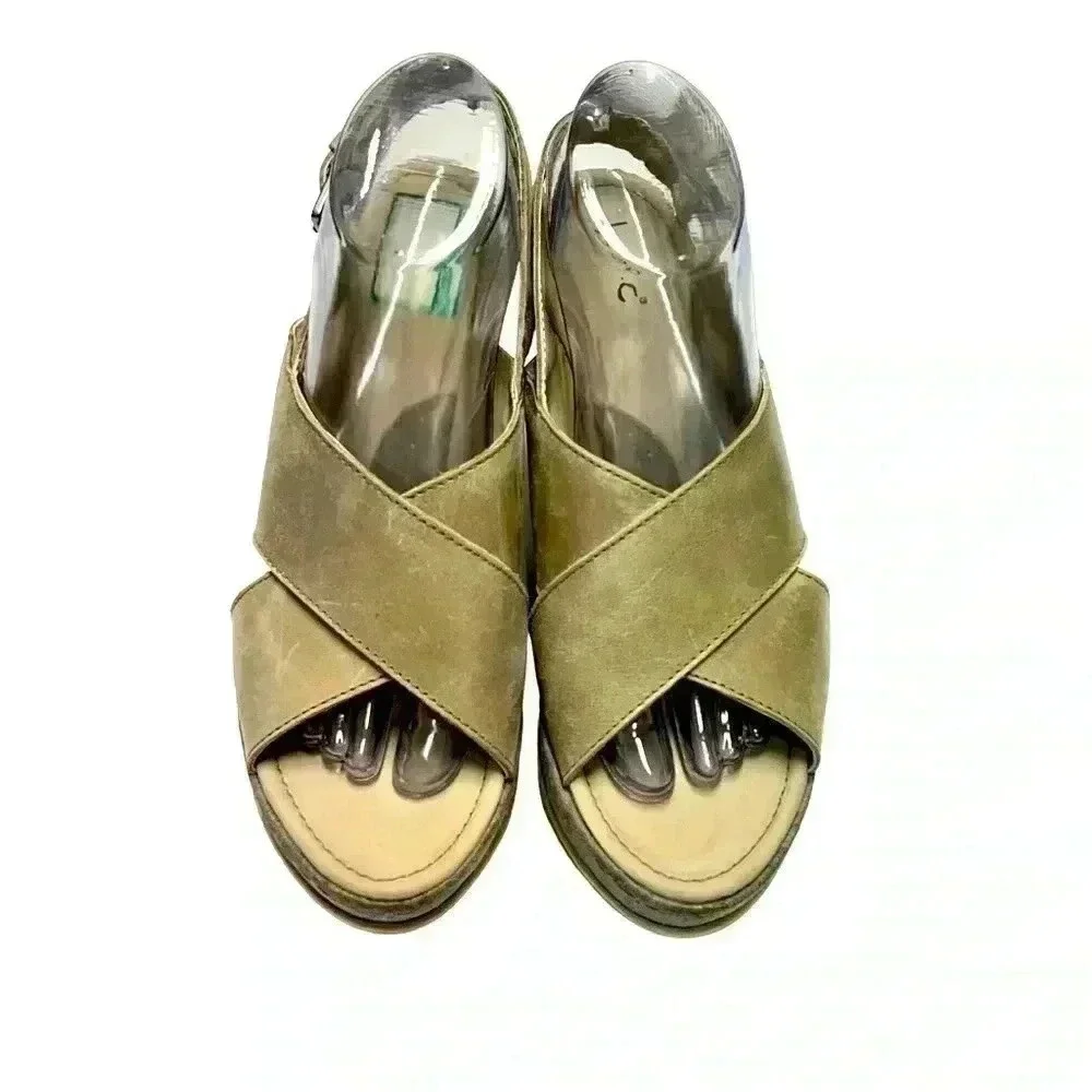 B.O.C. GREY WEDGE WOMEN’S SLINGBACK SANDALS•SIZE 9•GENUINE LEATHER•